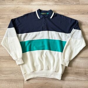 Vintage 90’s Robinsons Striped Button Up Pullover Sweater